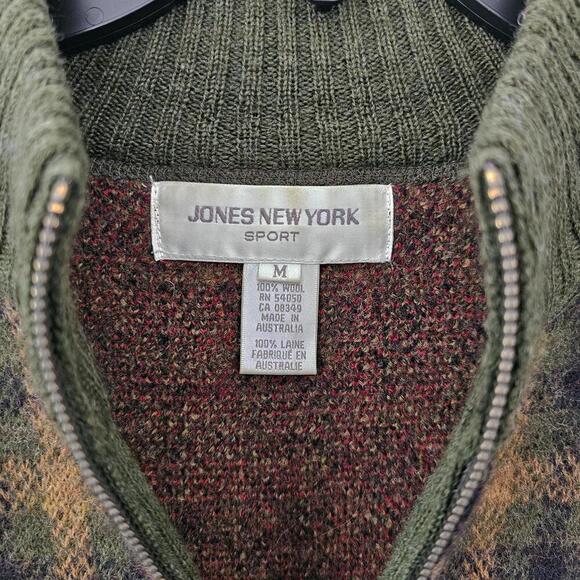 Jones New York Plaid Half-Zip Pullover Wool Sweater for Women Oversized Medium - Picture 5 of 5